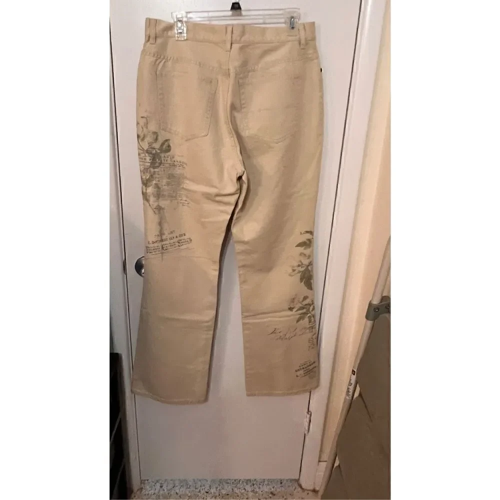 LAUREN RALPH LAUREN JEANS CO.  LETTER PRINT NATURAL HIGH RISE SLIMING PANTS SZ 1